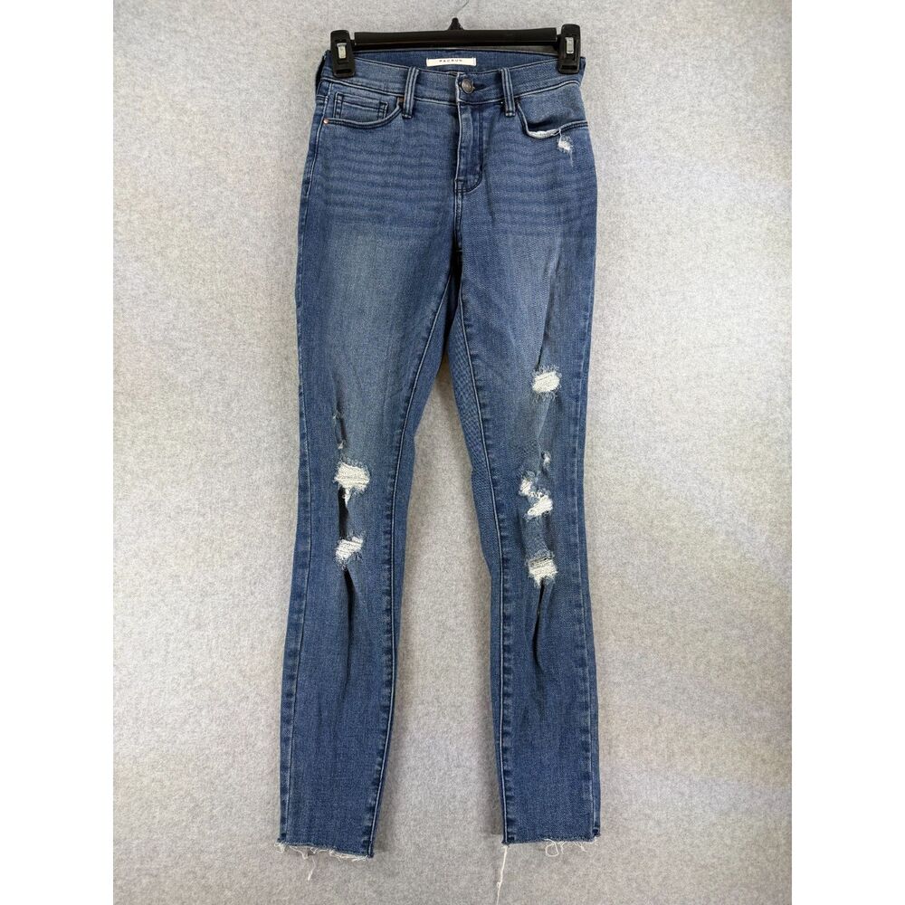 PacSun Women’s 23 Blue High Rise Distressed Skinny Jegging Raw Hem Jeans 3579